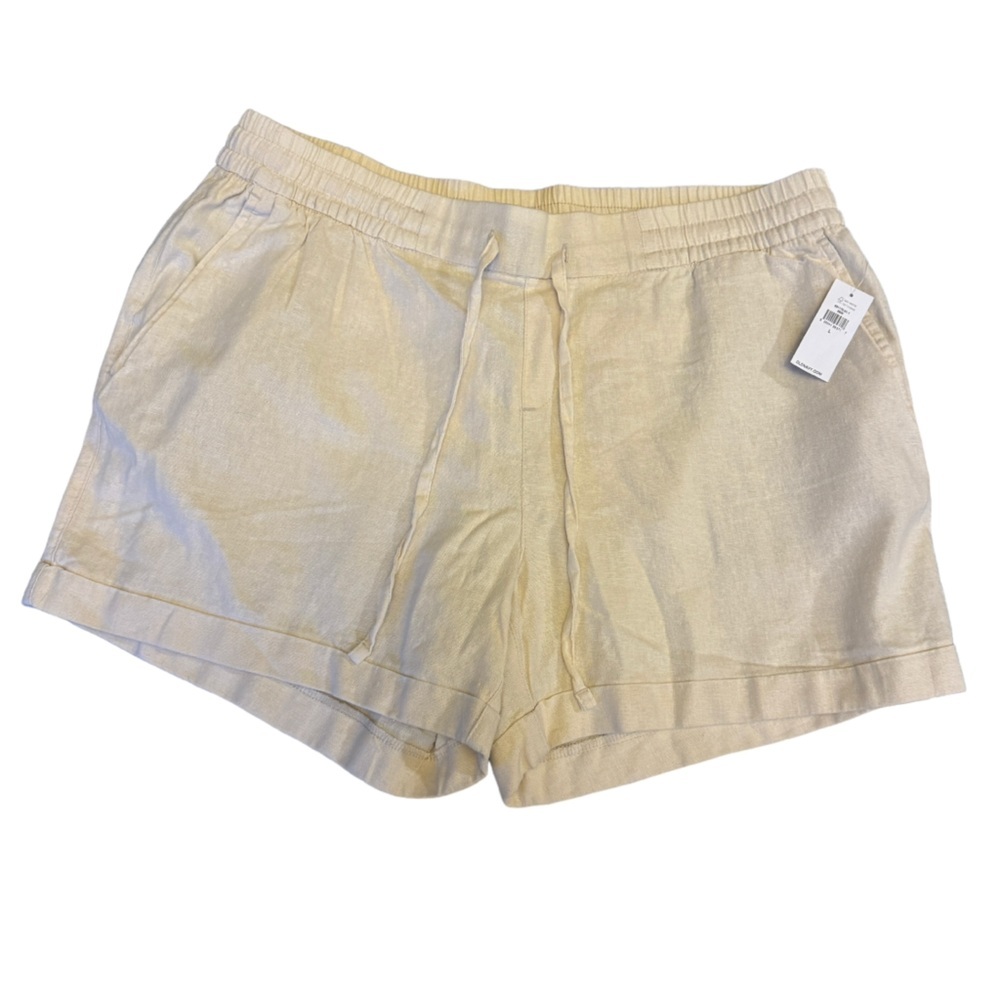 Old Navy Womens Tan Drawstring Elastic Waist Pull On Linen Short Size‎ L